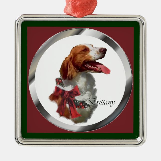 Brittany Spaniel Christmas Gifts Ornament (Front)