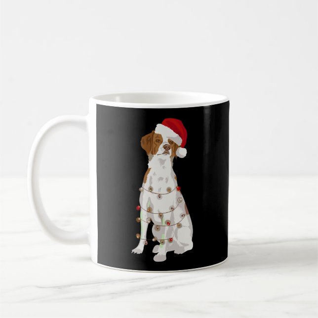 Brittany Spaniel Christmas Lights Xmas Dog Lover Coffee Mug (Left)