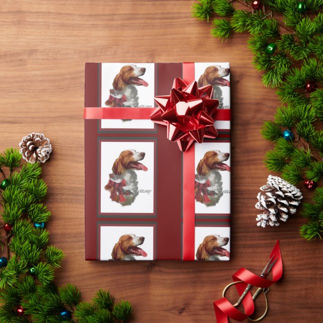 Brittany Spaniel Christmas Wrapping Paper (Holiday Gift)
