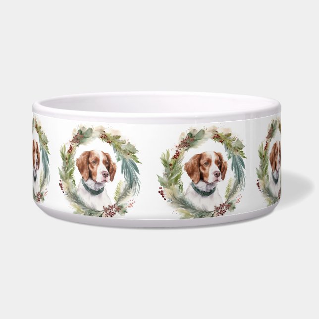 Brittany Spaniel Christmas Wreath Festive Pup (Front)