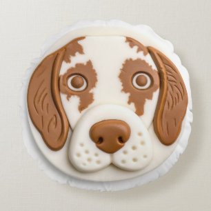 Brittany Spaniel Dog 3D Inspired Round Pillow