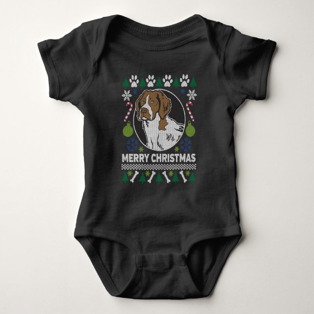 Brittany Spaniel Dog Breed Ugly Christmas Sweater (Front)