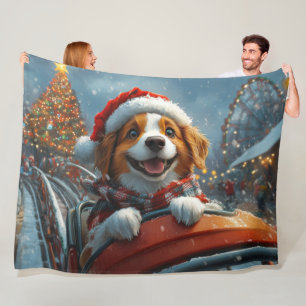 Brittany Spaniel Dog Christmas Fleece Blanket