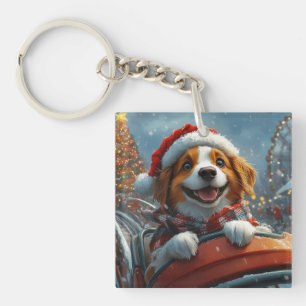 Brittany Spaniel Dog Christmas Keychain