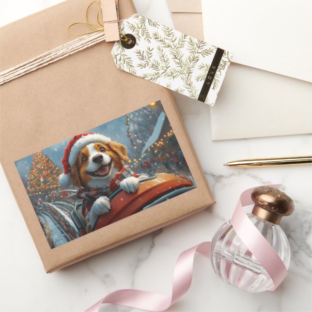 Brittany Spaniel Dog Christmas Sticker (Gifting)