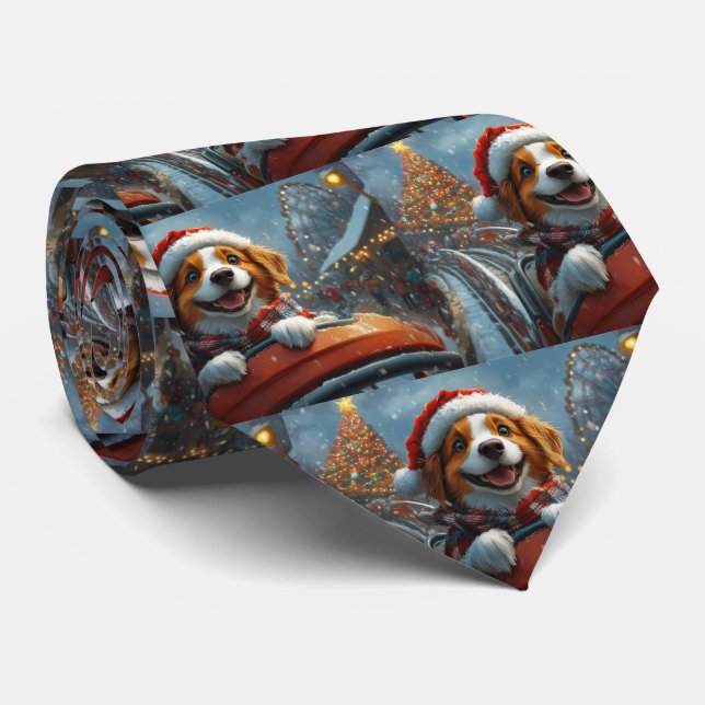 Brittany Spaniel Dog Christmas Tie (Rolled)