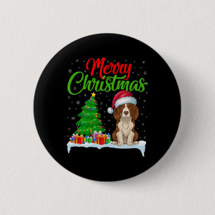 Brittany Spaniel Dog Christmas Tree Lights Xmas Do 2 Inch Round Button