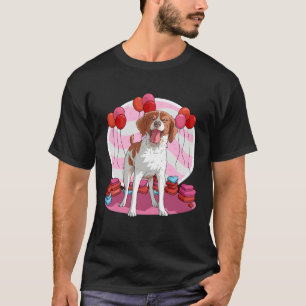 Brittany Spaniel Dog Heart Valentine Day Decor T-Shirt