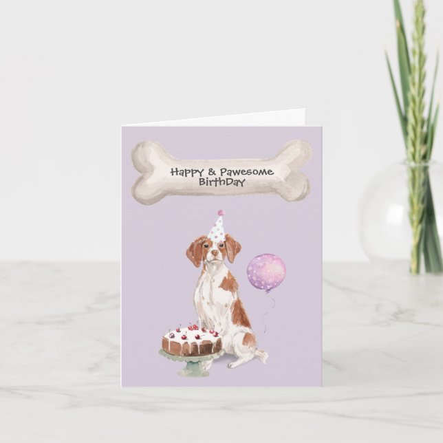 Brittany Spaniel Dog Party Celebration Decor Holiday Card (Front)