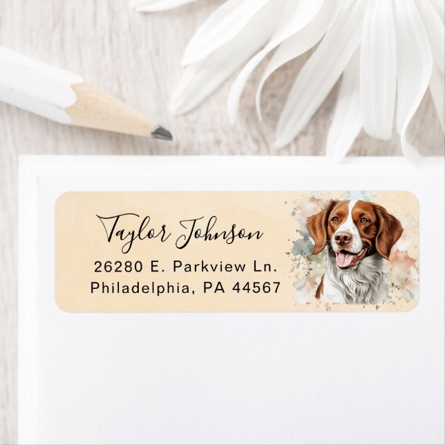 Brittany Spaniel Dog Return Address Label (Insitu)