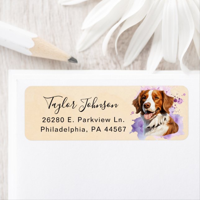Brittany Spaniel Dog Return Address Label (Insitu)