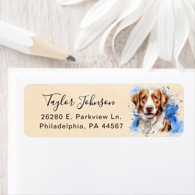 Brittany Spaniel Dog Return Address Label (Insitu)