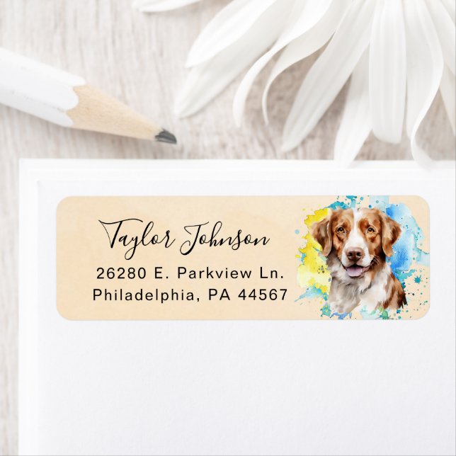 Brittany Spaniel Dog Return Address Label (Insitu)
