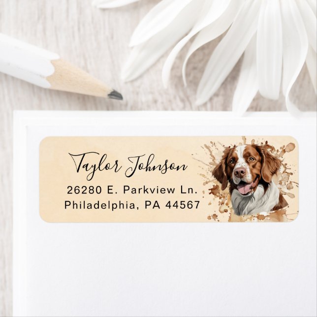Brittany Spaniel Dog Return Address Label (Insitu)
