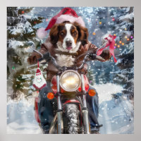 Brittany Spaniel Dog Riding Motorcycle Christmas