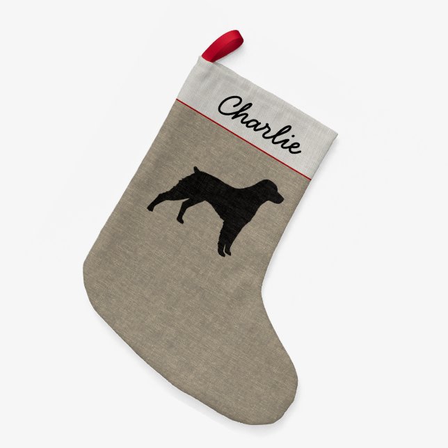 Brittany Spaniel Dog Silhouette Personalized Xmas Small Christmas Stocking (Front (Hanging))