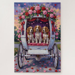 Brittany Spaniel Dog Valentine's Day Jigsaw Puzzle