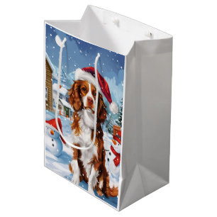 Brittany Spaniel Dog Winter Wonderland Christmas  Medium Gift Bag
