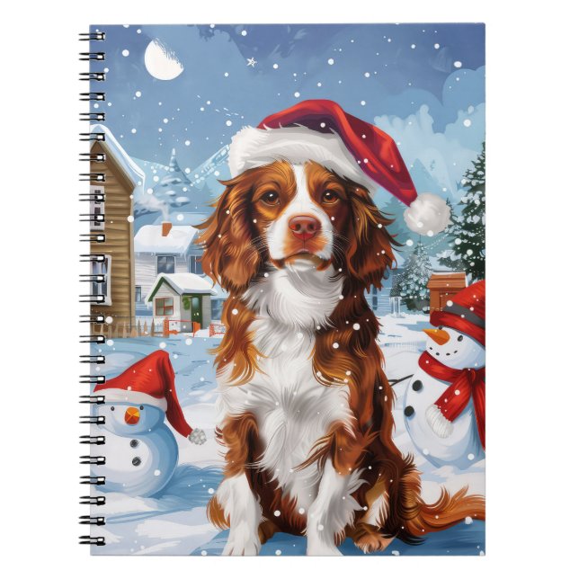 Brittany Spaniel Dog Winter Wonderland Christmas  Notebook (Front)
