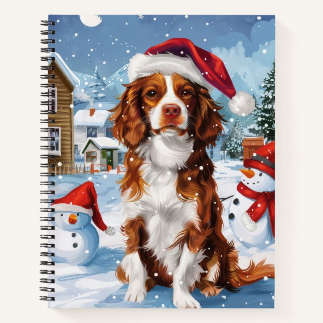 Brittany Spaniel Dog Winter Wonderland Christmas  Notebook (Front)