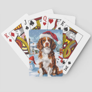 Brittany Spaniel Dog Winter Wonderland Christmas Playing Cards