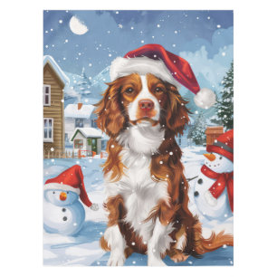Brittany Spaniel Dog Winter Wonderland Christmas Tablecloth