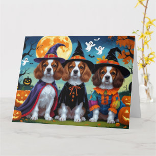 Brittany Spaniel Dogs Pumpkin Halloween Funny  Card
