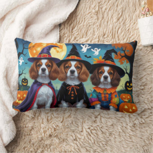 Brittany Spaniel Dogs Pumpkin Halloween Funny  Lumbar Pillow