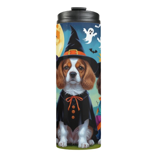 Brittany Spaniel Dogs Pumpkin Halloween Funny  Thermal Tumbler (Front)