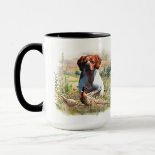 Brittany Spaniel – Field, Focus, Pheasant , Art Mug