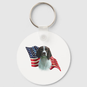 Brittany Spaniel Flag Keychain
