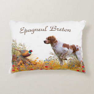 Brittany Spaniel, Hunting Pheasant  Accent Pillow