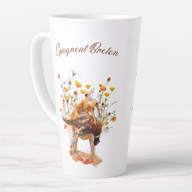 Brittany Spaniel, Hunting Pheasant Coffee Mug (Left Angle)