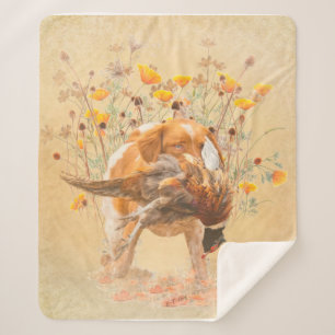 Brittany Spaniel, Hunting Pheasant Coffee Mug T-Sh Sherpa Blanket