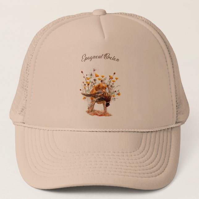 Brittany Spaniel, Hunting Pheasant Coffee Mug T-Sh Trucker Hat (Front)