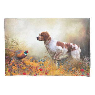 Brittany Spaniel, Hunting Pheasant     Pillowcase
