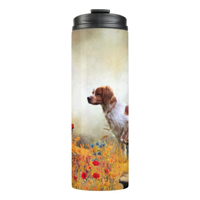 Brittany Spaniel, Hunting Pheasant   Thermal Tumbler (Front)