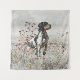 Brittany Spaniel hunts in the field Tapestry