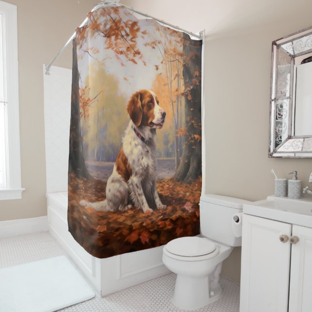 Brittany Spaniel in Autumn Leaves Fall Inspire  (In Situ)