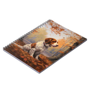 Brittany Spaniel in Autumn Leaves Fall Inspire Notebook