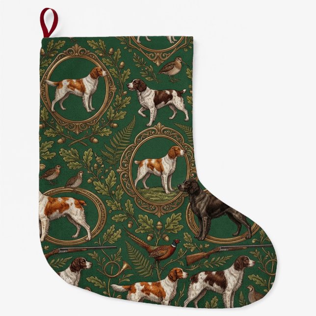 Brittany Spaniel  Large Christmas Stocking (Front)