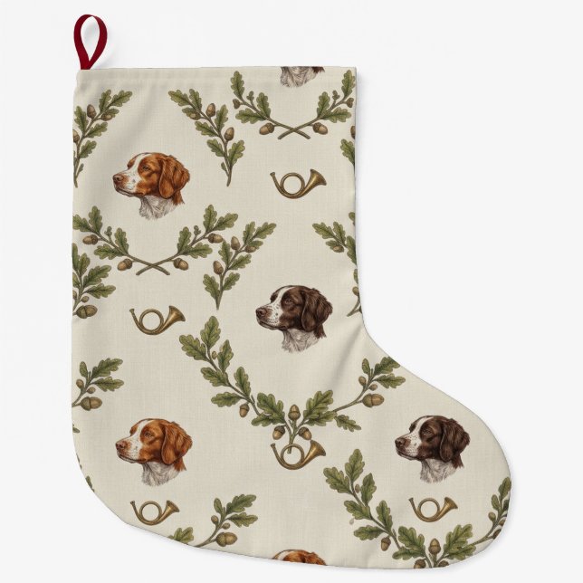 Brittany Spaniel  Large Christmas Stocking (Front)