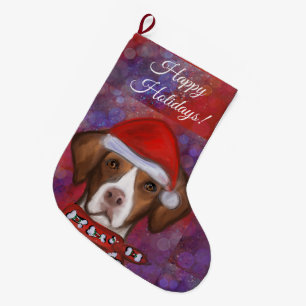 Brittany  Spaniel  Large Christmas Stocking