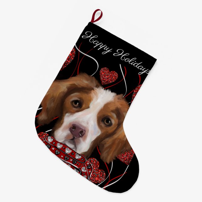 Brittany  Spaniel  Large Christmas Stocking (Front (Hanging))