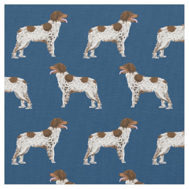 brittany spaniel navy blue dog fabric (Close Up)