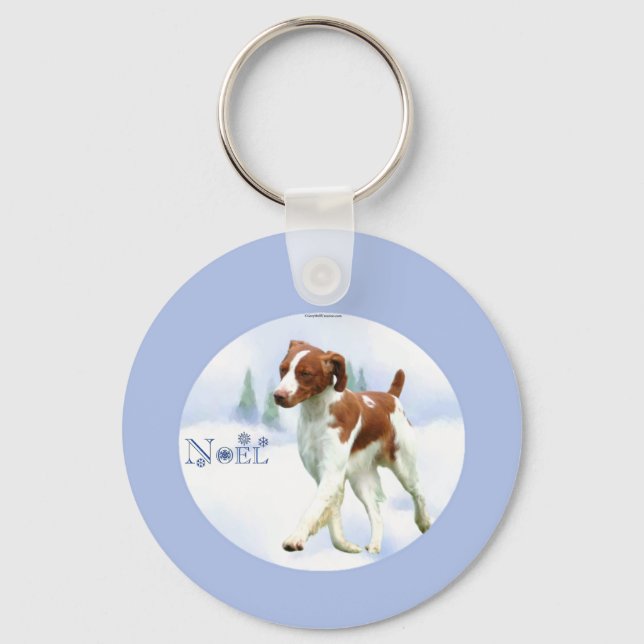 Brittany Spaniel Noel Keychain (Front)