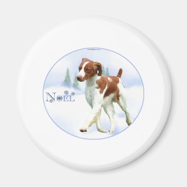 Brittany Spaniel Noel Magnet (Front)