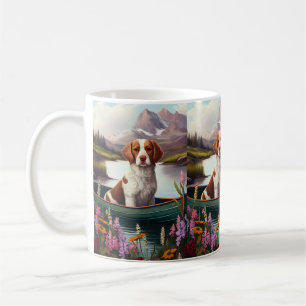 Brittany Spaniel on a Paddle: A Scenic Adventure Coffee Mug