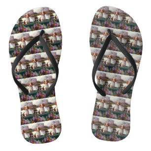 Brittany Spaniel on a Paddle: A Scenic Adventure Flip Flops