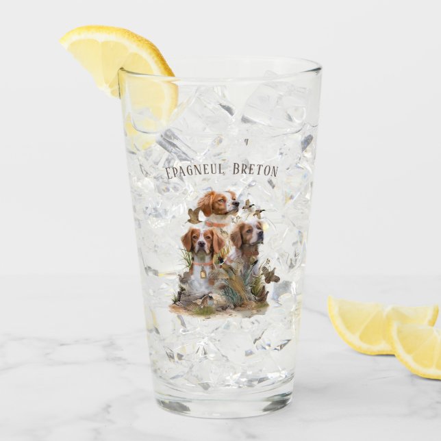 Brittany Spaniel , Passion for Birds Glass (Front Ice)